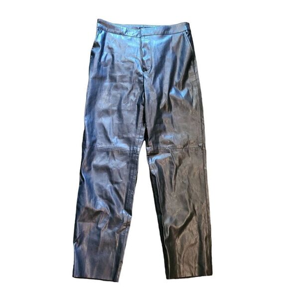 NWT Lulus Pants Women's Medium Black Keep It Trendy Vegan Leather Straight Leg - Picture 1 of 4